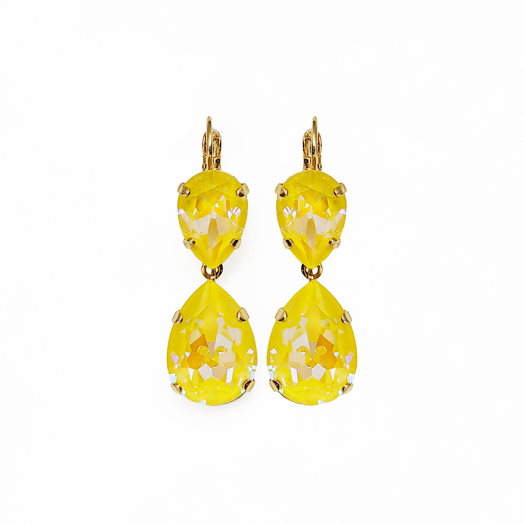 Extra Luxurious Double Pear Leverback Earrings in Sun-Kissed "Sunshine" *Preorder*