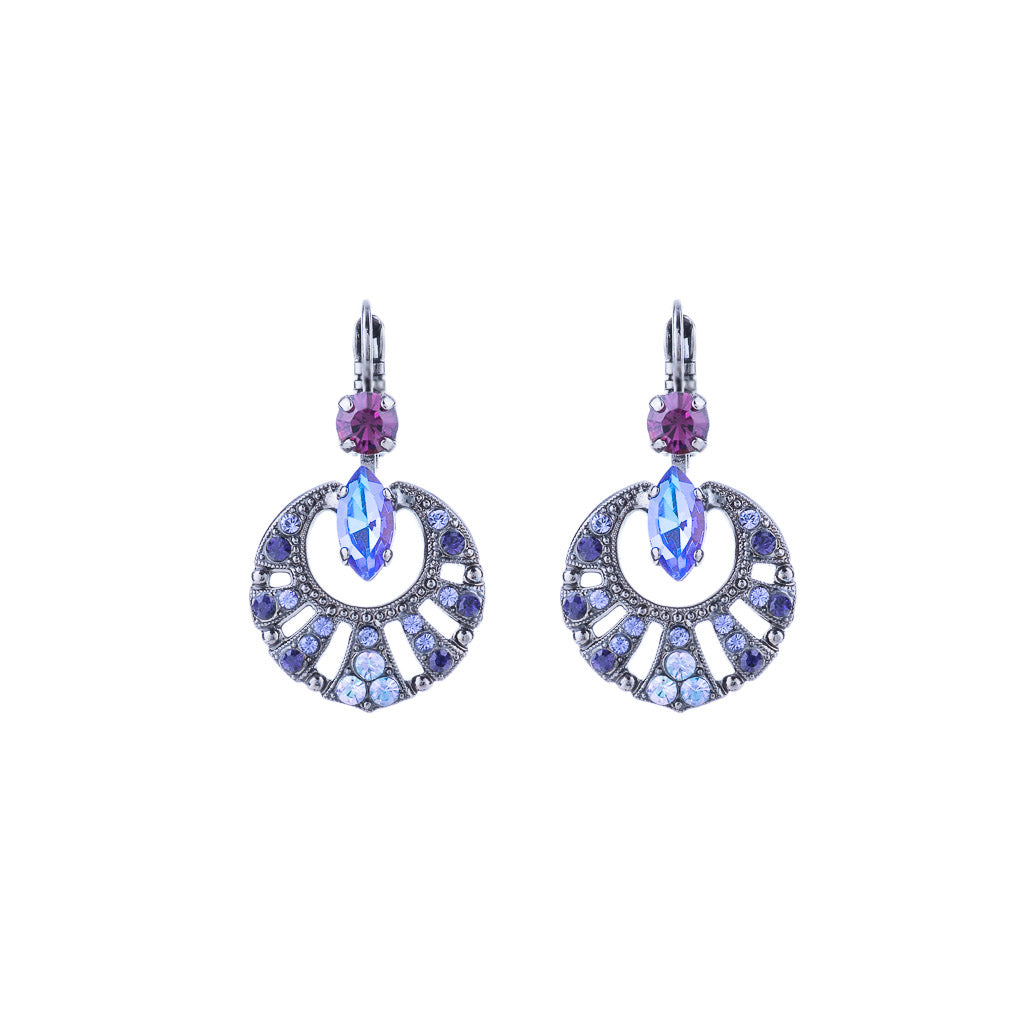 Round Shell Marquise Leverback Earrings in "Wildberry" *Preorder*