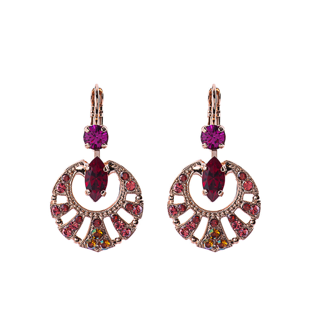 Round Shell Marquise Leverback Earrings in "Hibiscus" *Preorder*
