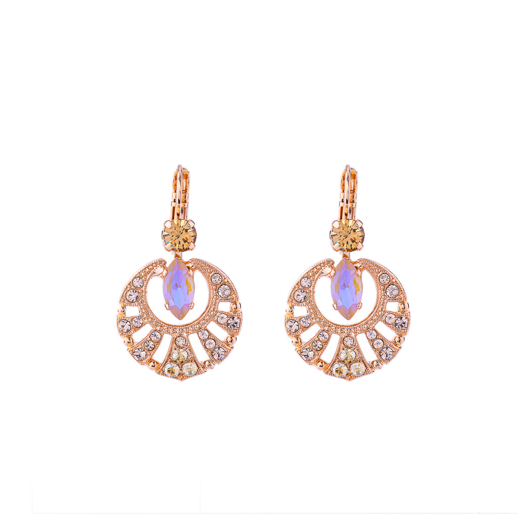 Round Shell Marquise Leverback Earrings in "Chai" *Preorder*