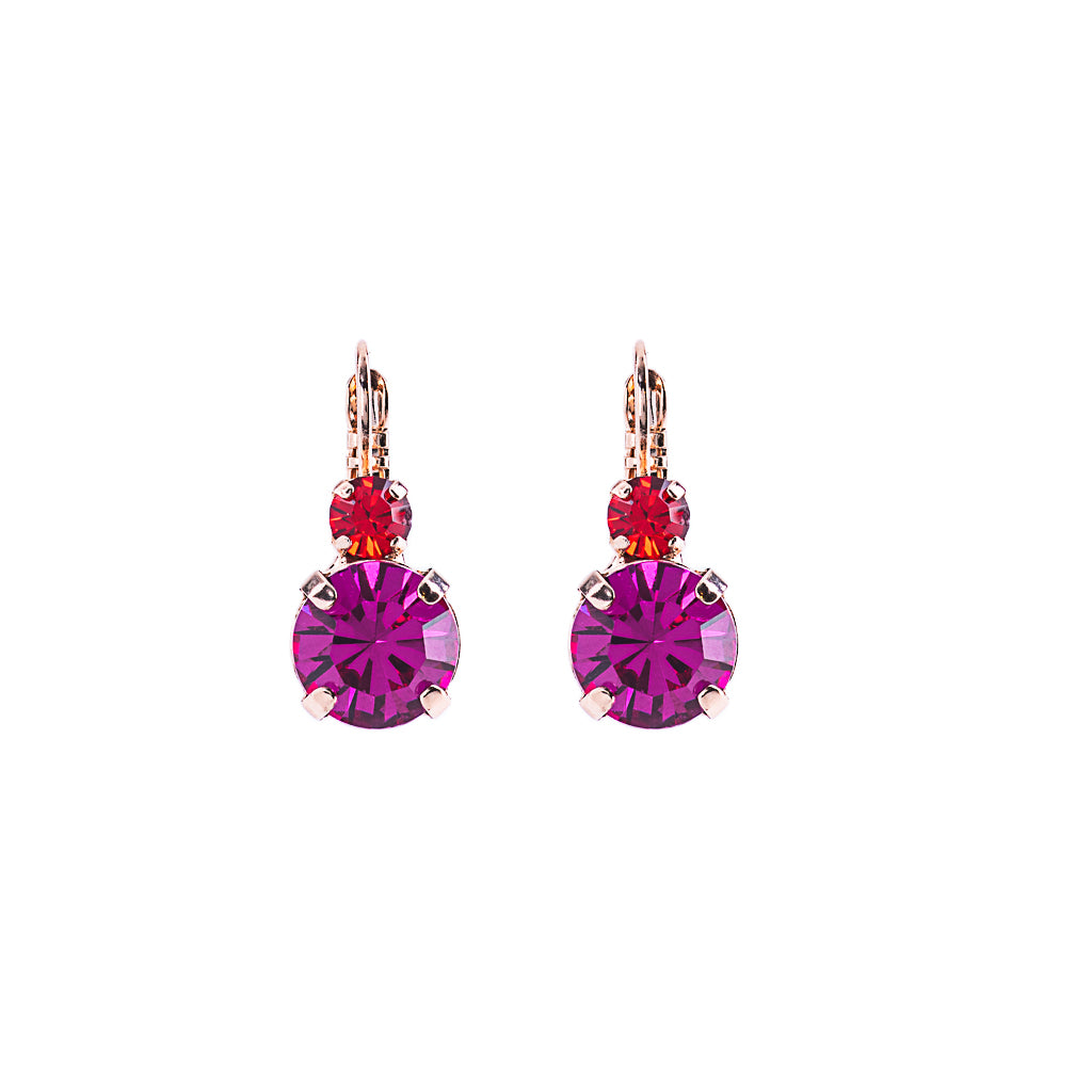 Large Double Stone Leverback Earrings in "Hibiscus" *Preorder*