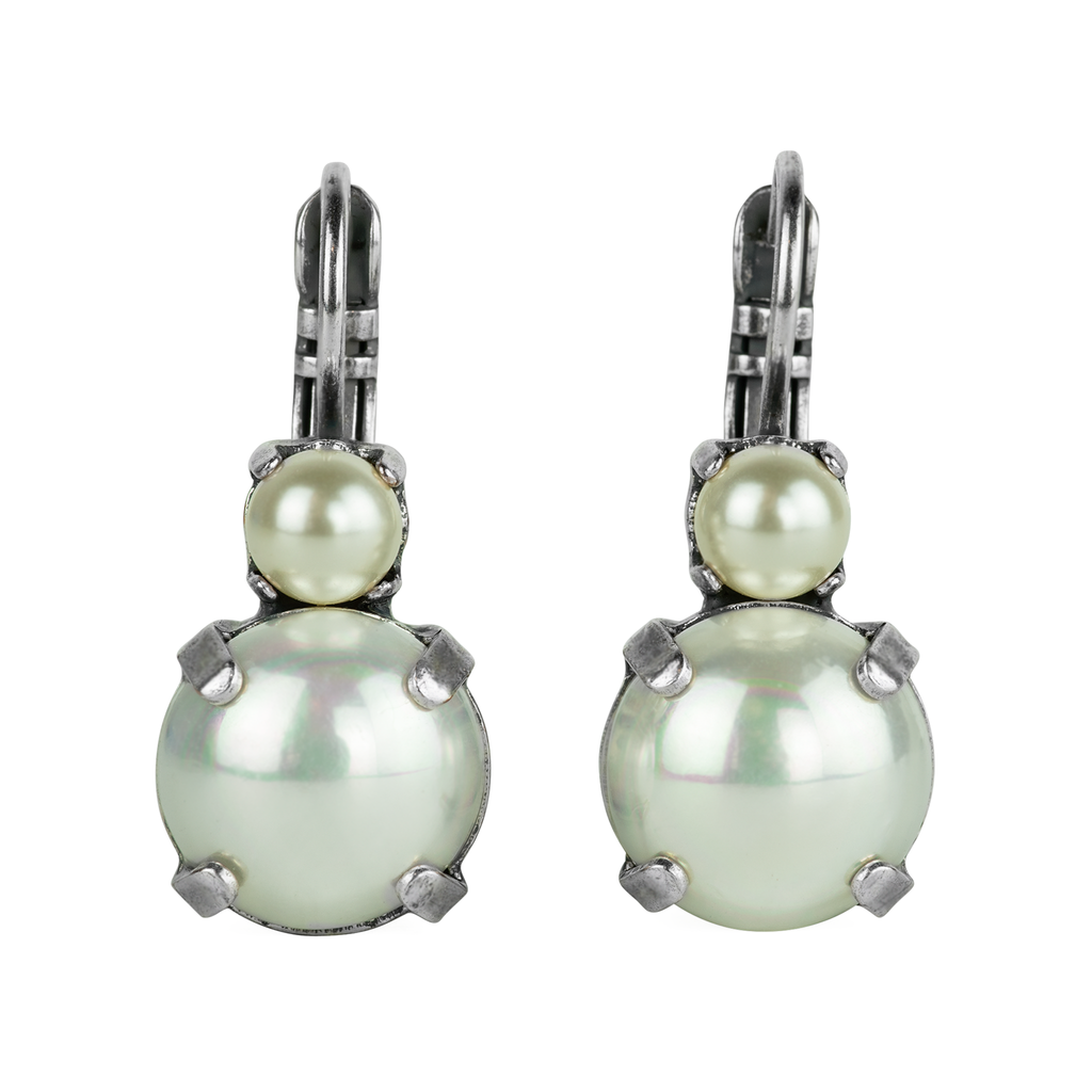 Large Double Stone Leverback Earrings in "Pearl" *Preorder*
