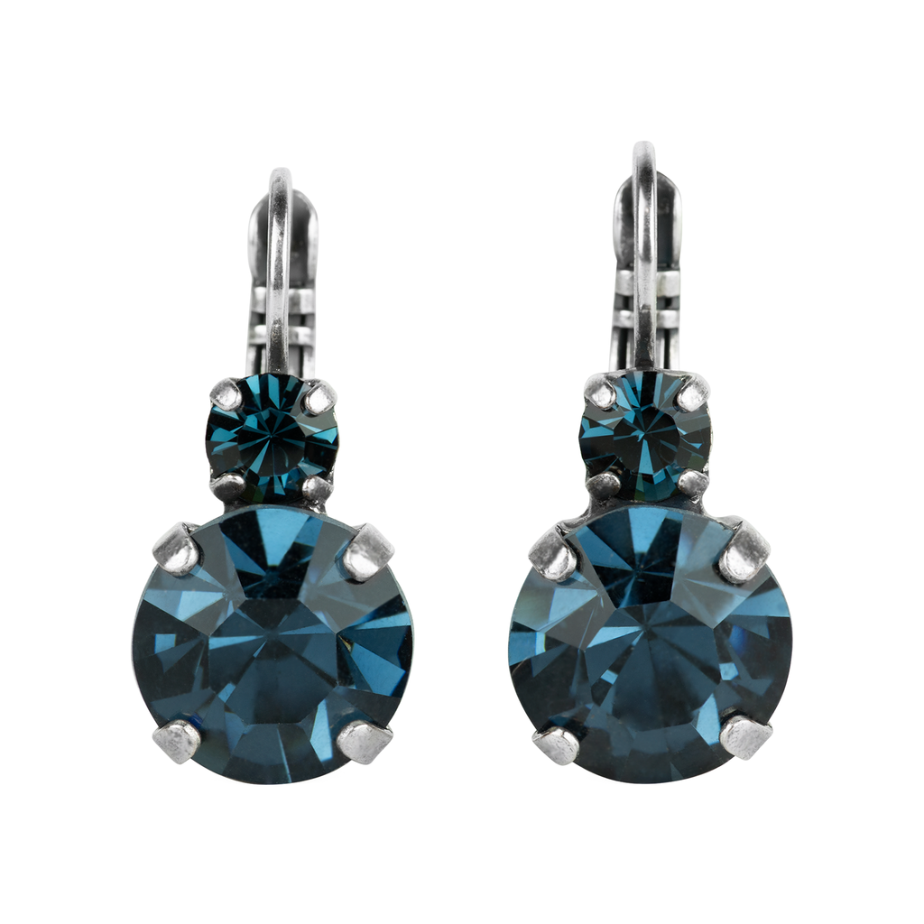 Large Double Stone Leverback Earrings in "Montana Blue" *Custom*