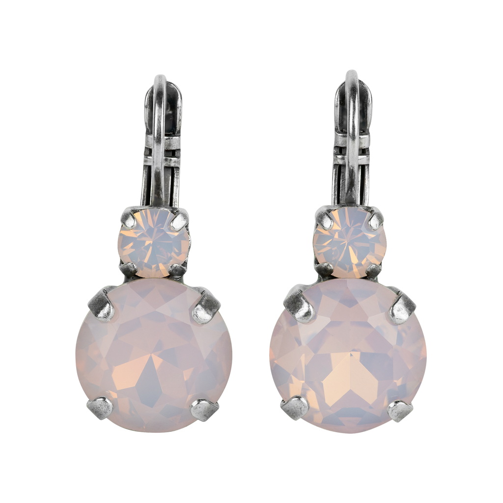 Large Double Stone Leverback Earrings in "Pink Opal" *Preorder*