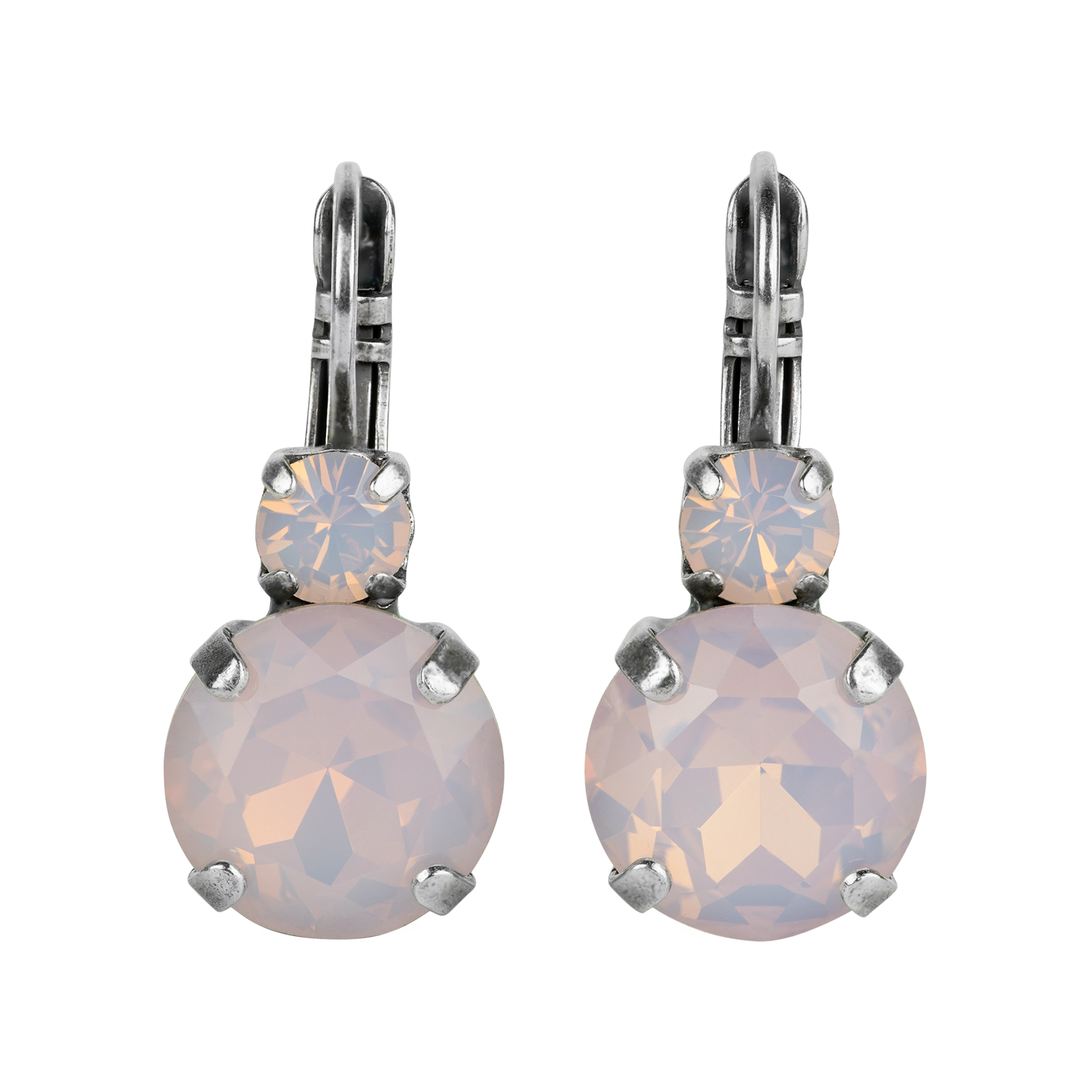 Large Double Stone Leverback Earrings in "Pink Opal" *Custom*