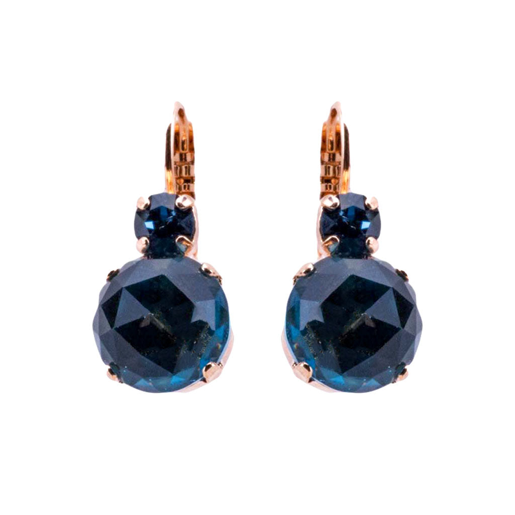 Large Rivoli Double Stone Leverback Earrings in "Blue Topaz" *Custom*