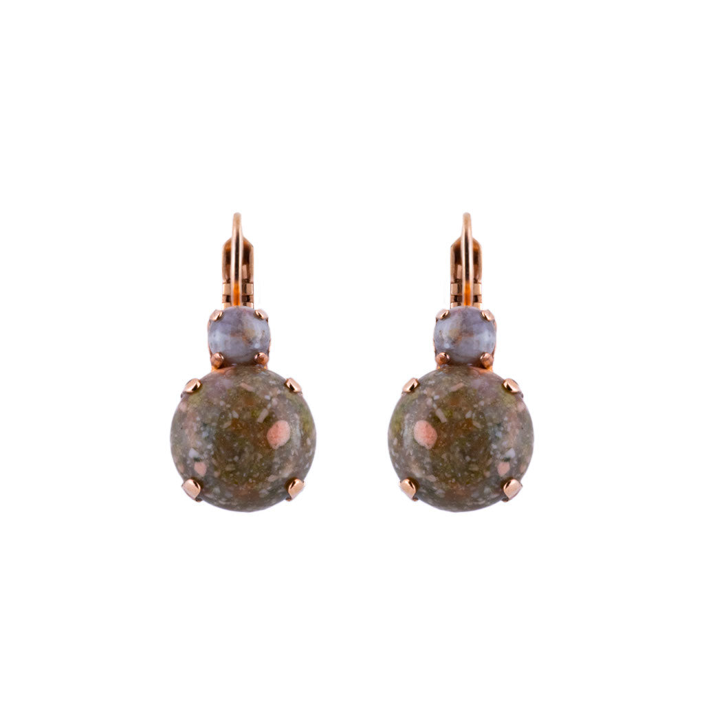 Large Double Stone Mineral Leverback Earrings in "Butter Pecan" *Preorder*