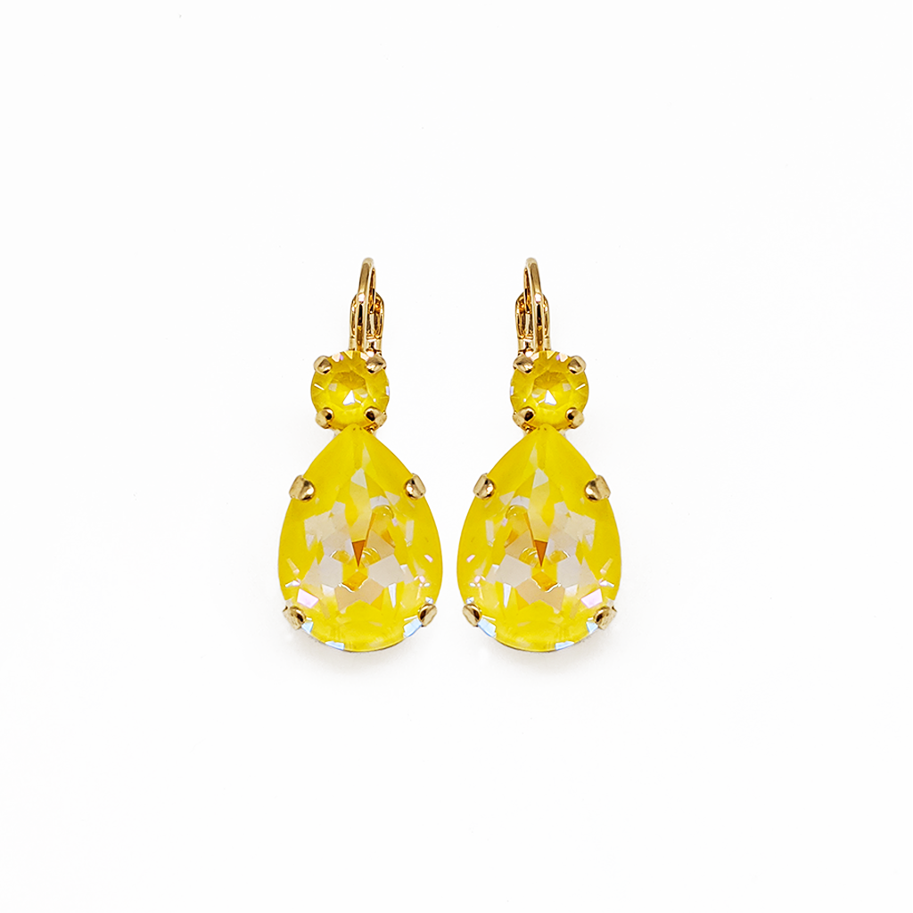 Double Round and Pear Leverback Earrings in Sun-Kissed "Sunshine" *Preorder*