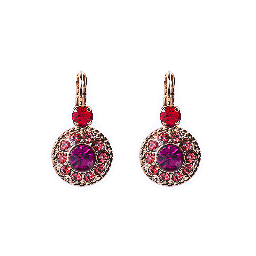 Double Round Cluster Leverback Earrings in "Hibiscus" *Custom*
