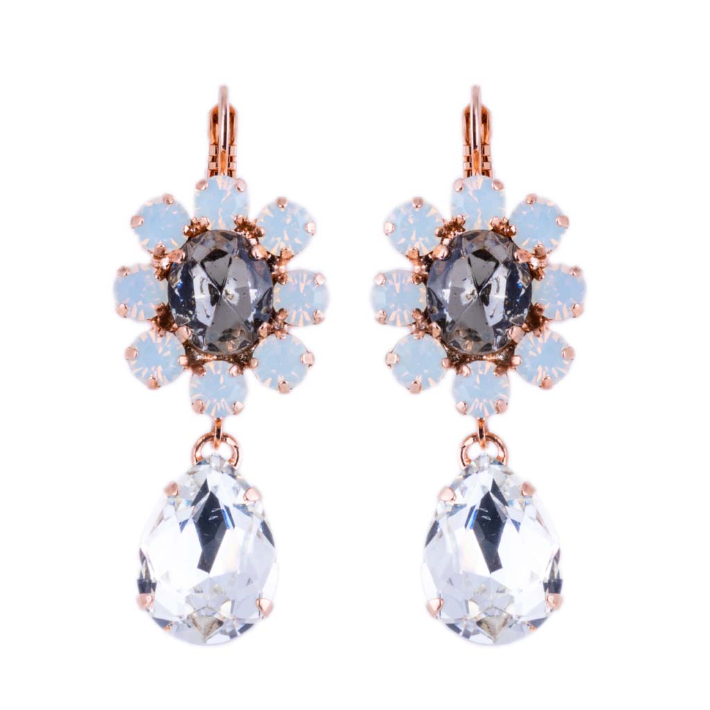 Extra Luxurious Cluster and Pear Dangle Leverback Earrings in "Ice Queen" *Custom*