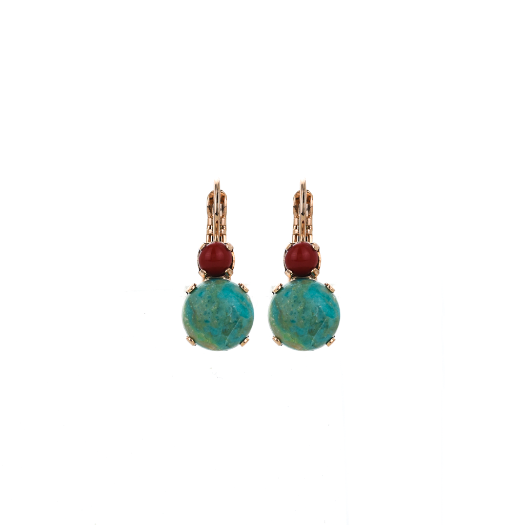 Lovable Double Stone Leverback Earrings "Happiness-Turquoise" *Preorder*