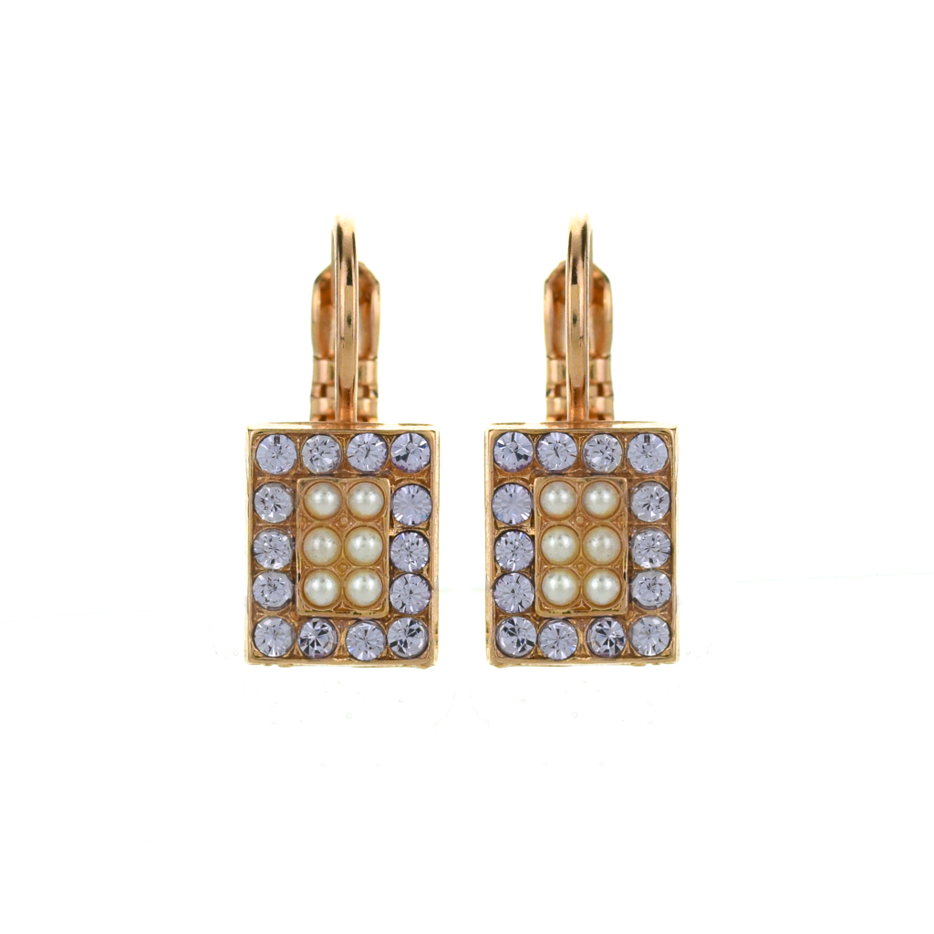 Rectangle Pavé Leverback Earrings in "Romance" *Preorder*