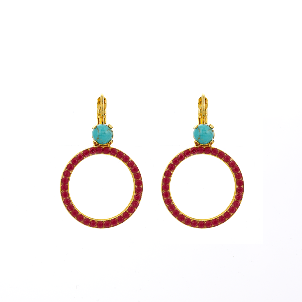 Circle Leverback Earrings in "Happiness-Turquoise" *Custom*