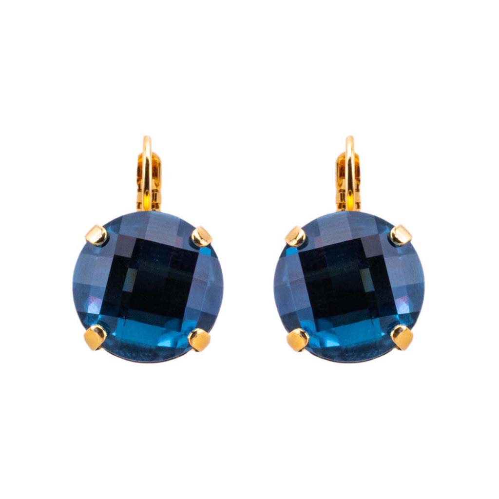 Extra Luxurious Single Stone Leverback Earring in "Denim Blue" *Preorder*