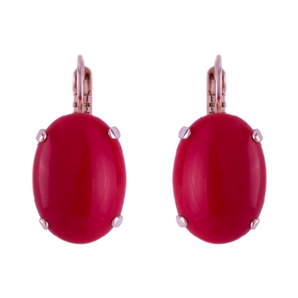 Oval Leverback Earrings in "Red Coral" *Custom*