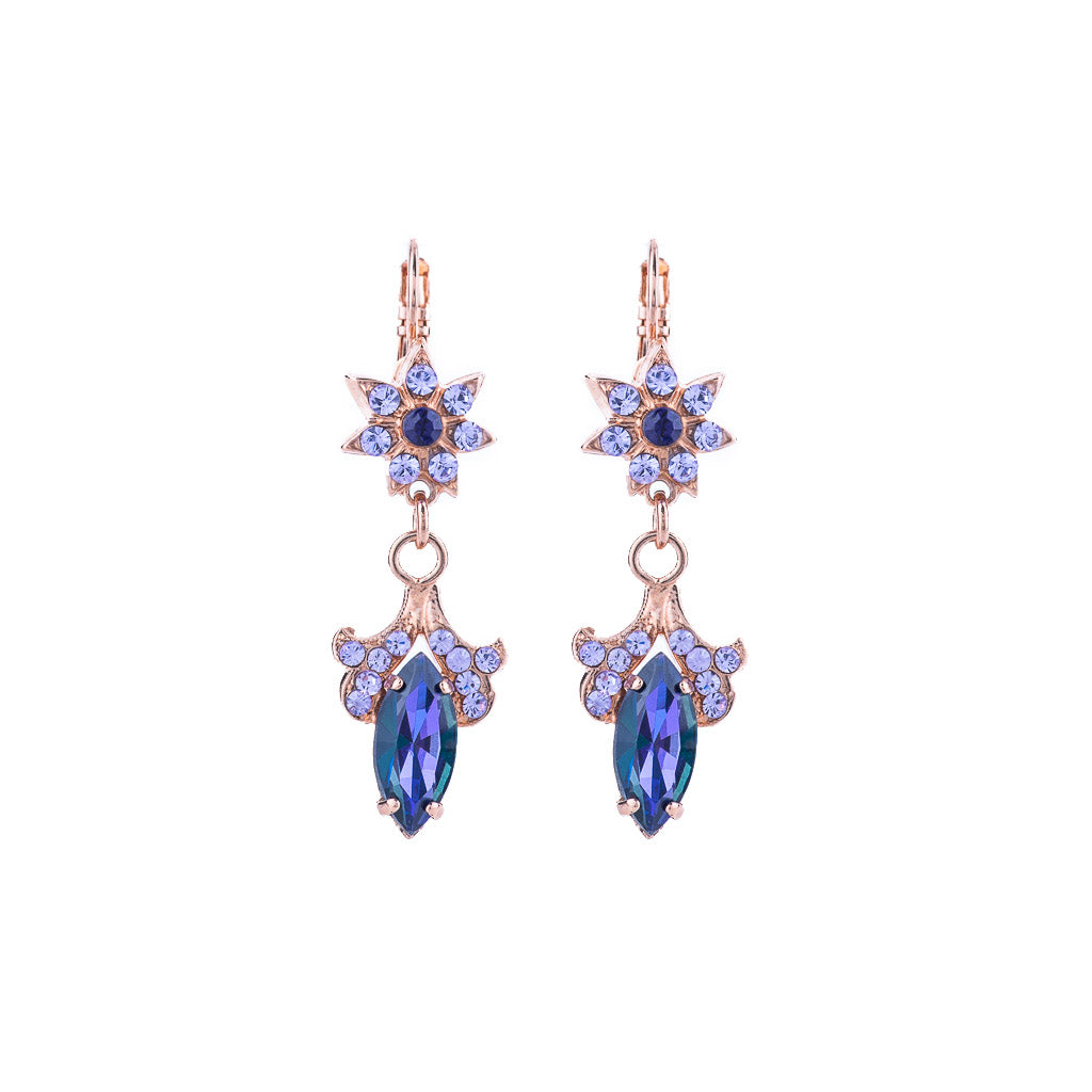 Ornate Marquise & Flower Dangle Earrings in "Wildberry" *Preorder*