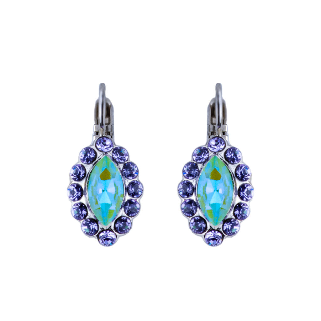 Marquise Halo Leverback Earrings in "Mint Chip" *Preorder*