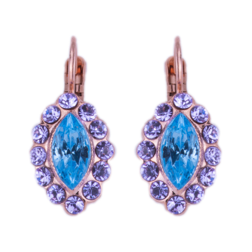 Marquise Halo Leverback Earrings in "Electric Blue" *Preorder*