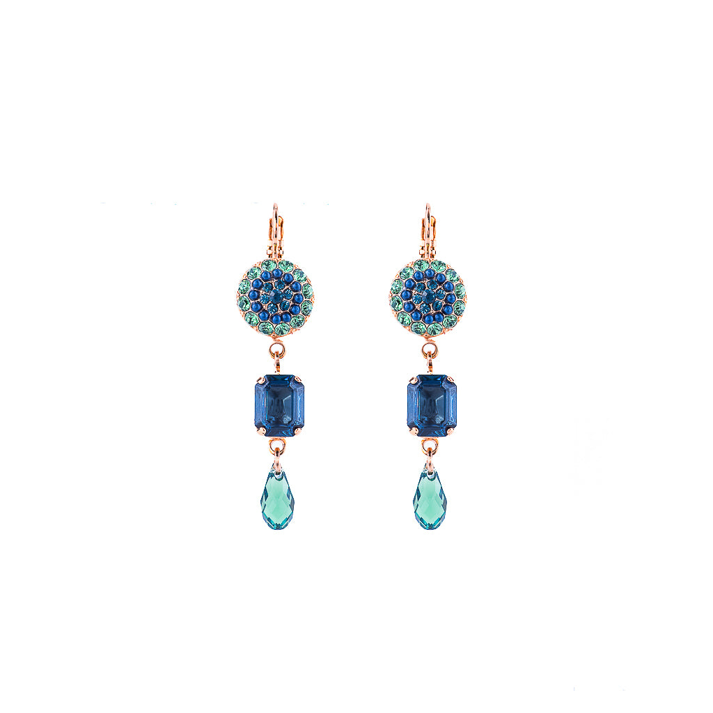 Round Pavé and Emerald Cut Leverback Earrings in "Chamomile" *Preorder*