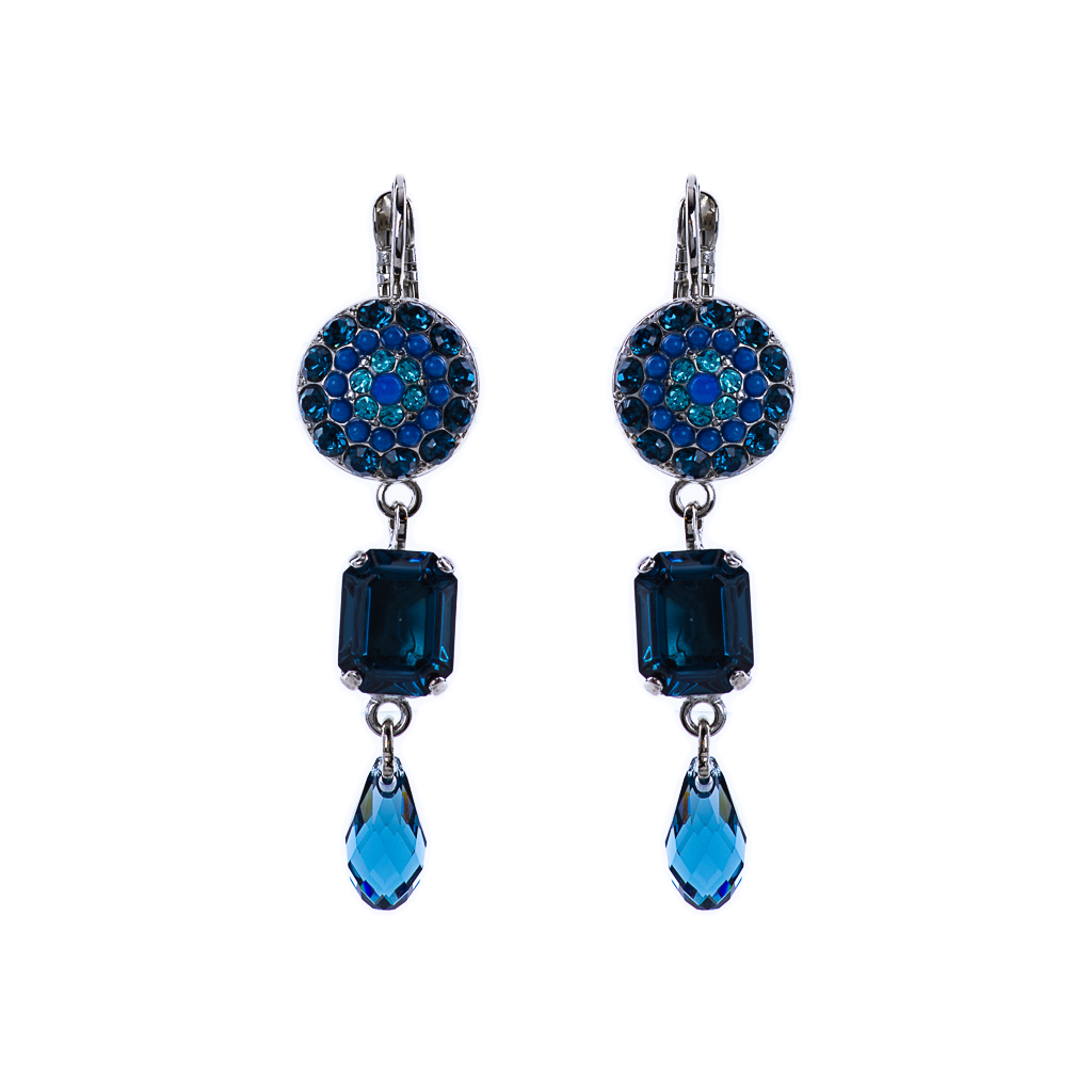 Round Pavé and Emerald Cut Leverback Earrings in "Sleepytime" *Preorder*