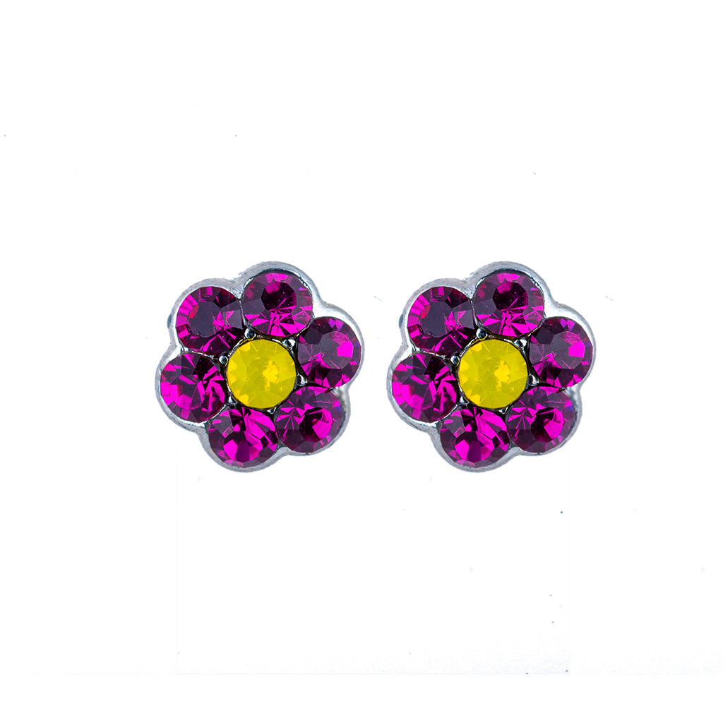 Petite Flower Post Earrings *Choose Your Color* - Rhodium