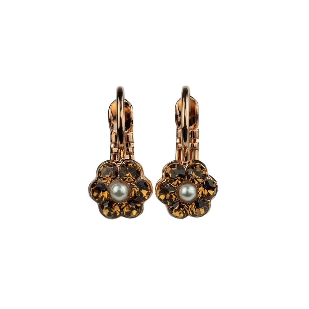 Petite Flower Leverback Earrings in "Champagne and Caviar" *Custom*