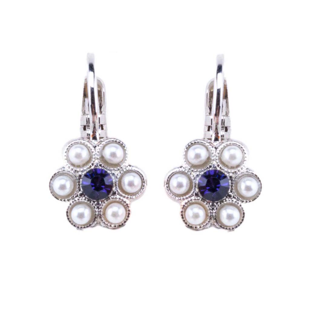 Petite Buttercup Leverback Earrings in "Pearl and Violet" *Custom*