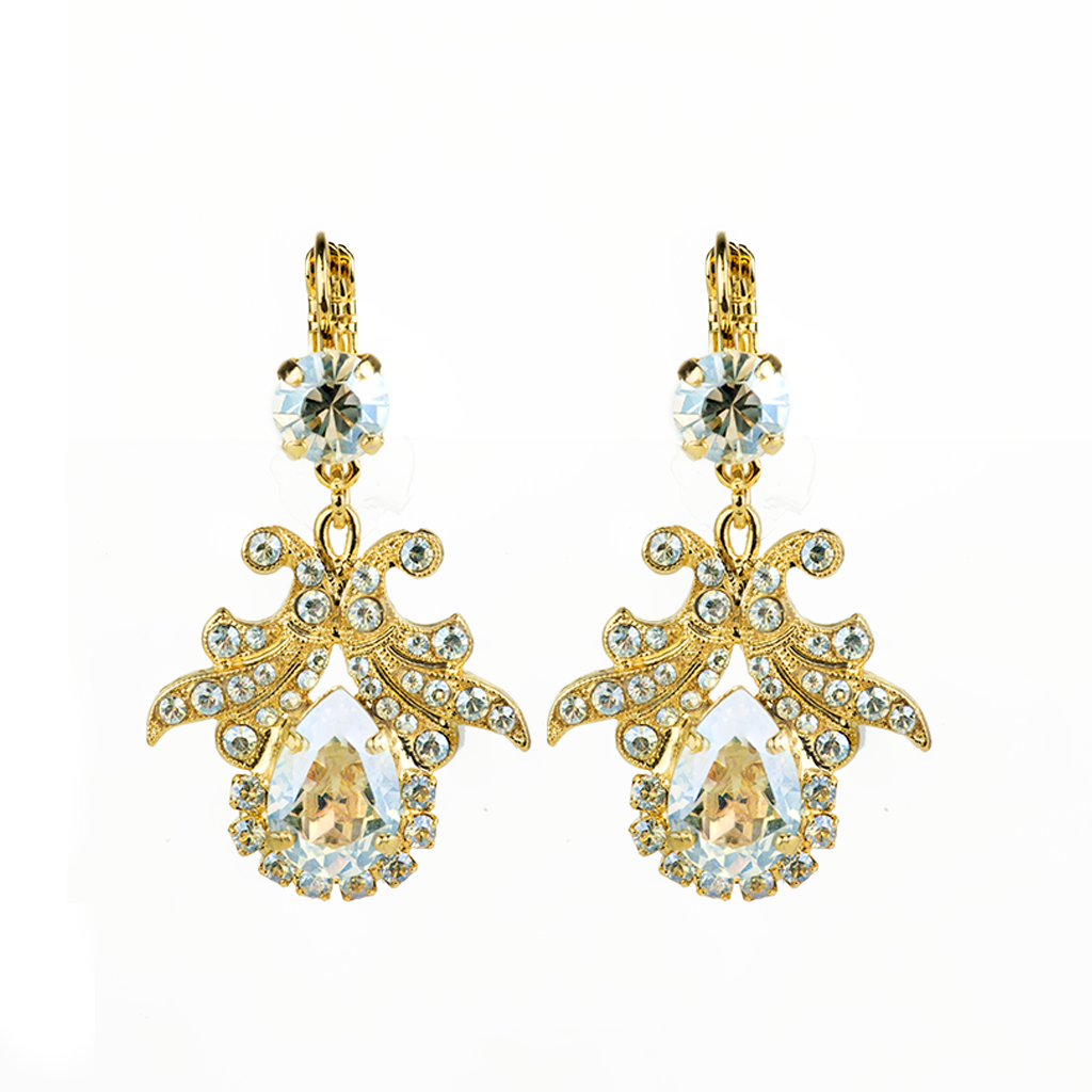 Pear and Encrusted Leverback Earrings in "Crystal Moonlight" *Preorder*