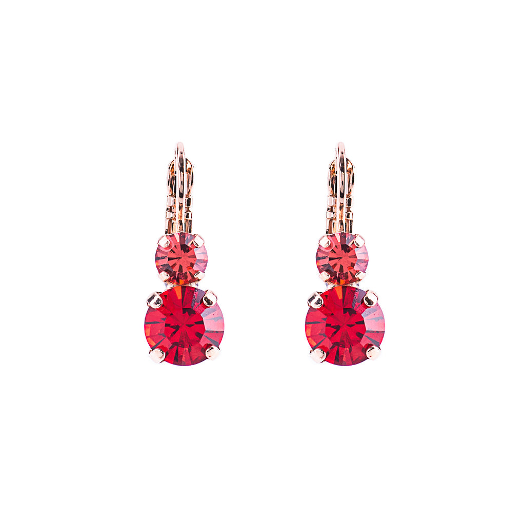 Medium Double Stone Leverback Earrings in "Hibiscus" *Preorder*