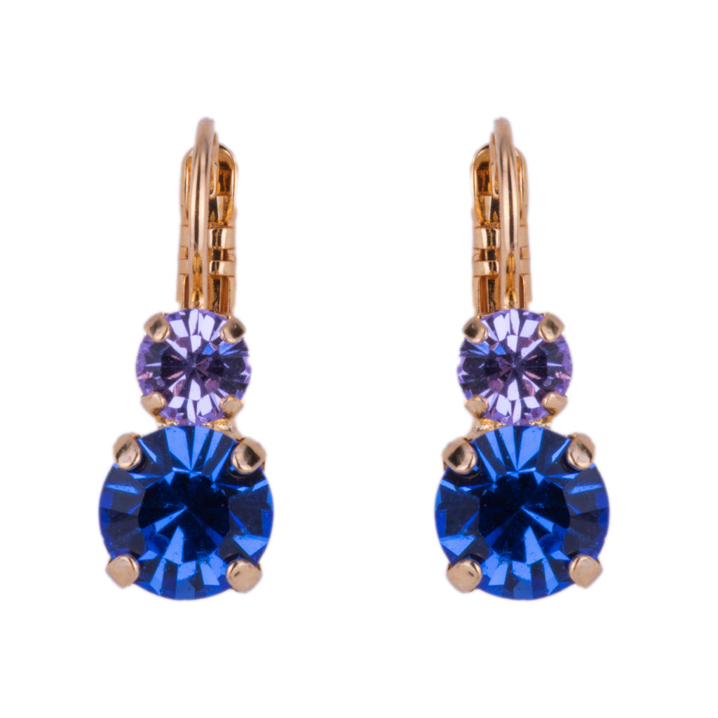 Medium Double Stone Leverback Earrings in "Electric Blue" Custom*