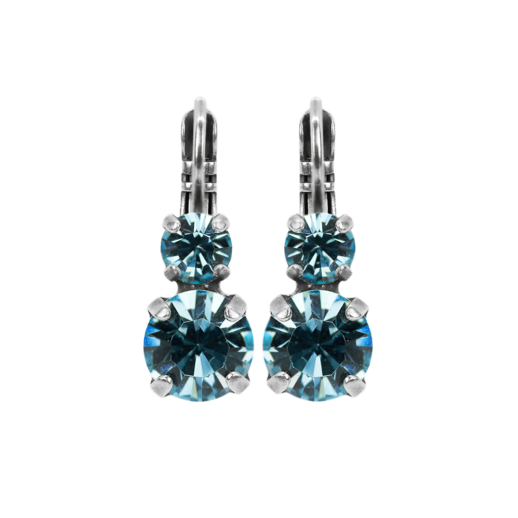 Medium Double Stone Leverback Earrings in "Aquamarine" *Custom*