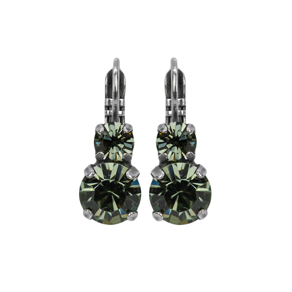 Medium Double Stone Leverback Earrings in "Black Diamond" *Preorder*