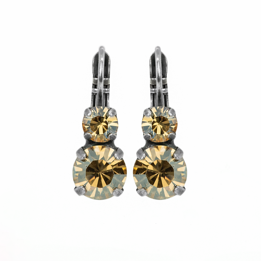 Medium Double Stone Leverback Earrings in "Golden Shadow" *Custom*