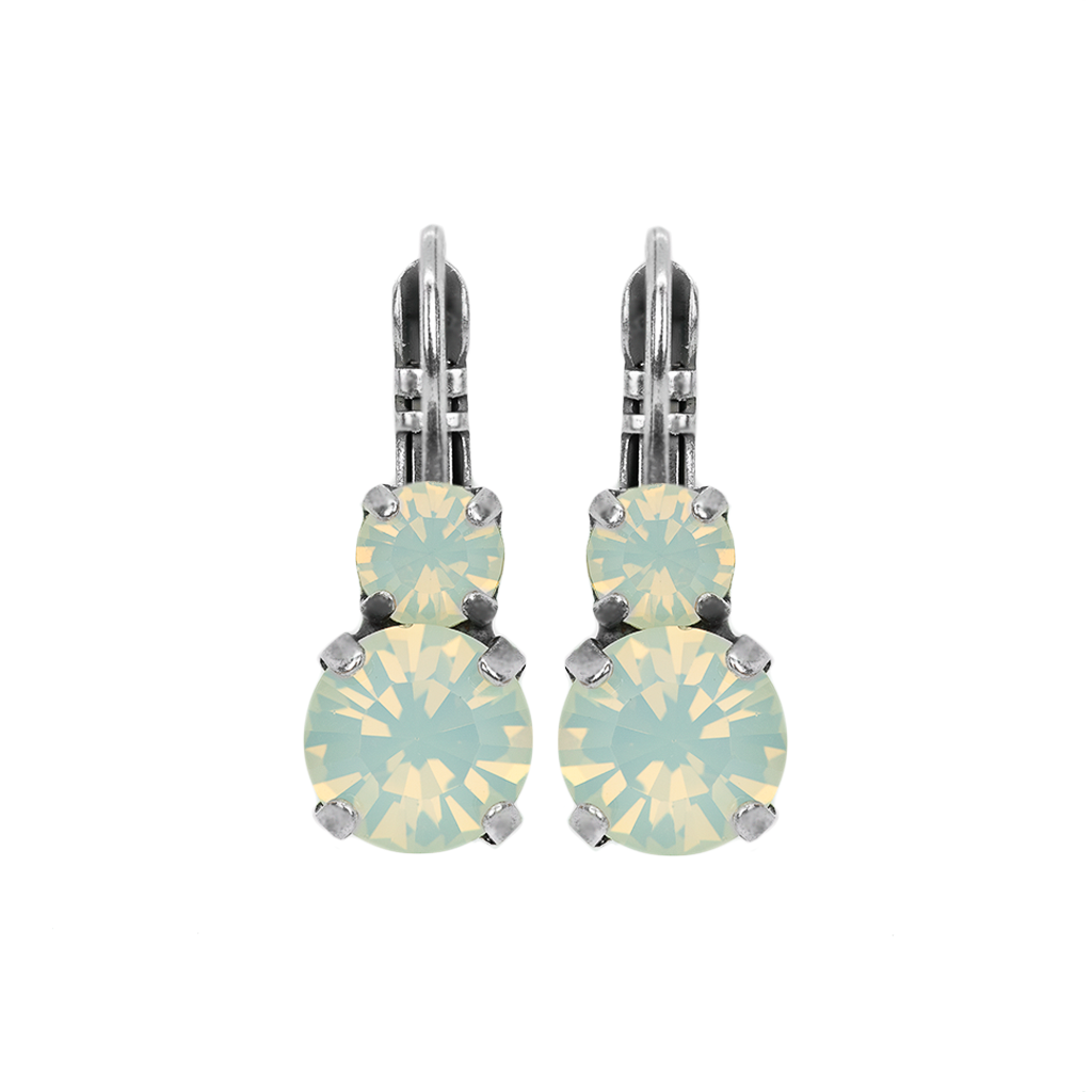 Medium Double Stone Earrings in White Opal *Preorder*