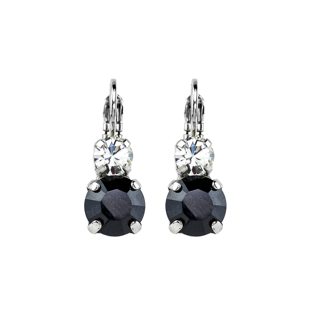 Medium Double Stone Leverback Earrings in "Checkmate" *Preorder*