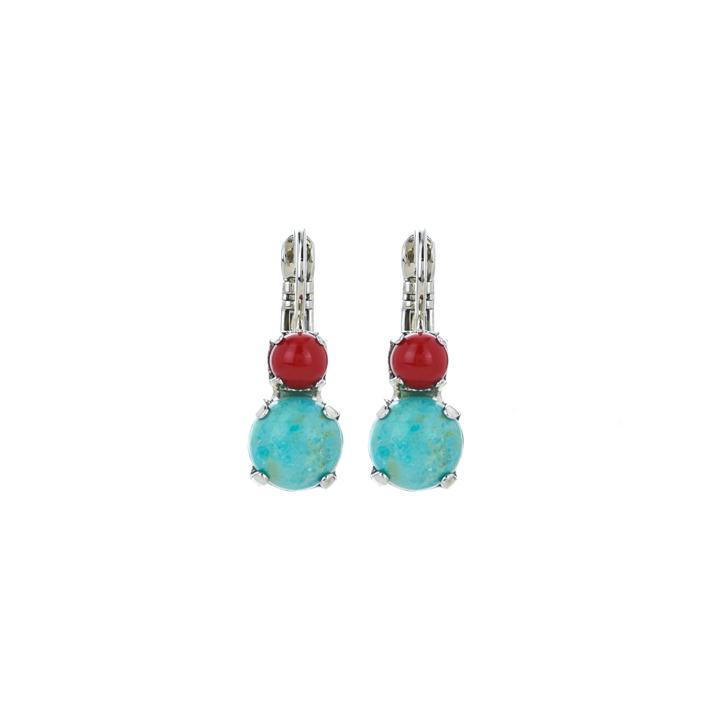 Medium Double Stone Leverback Earrings in "Happiness-Turquoise" *Preorder*