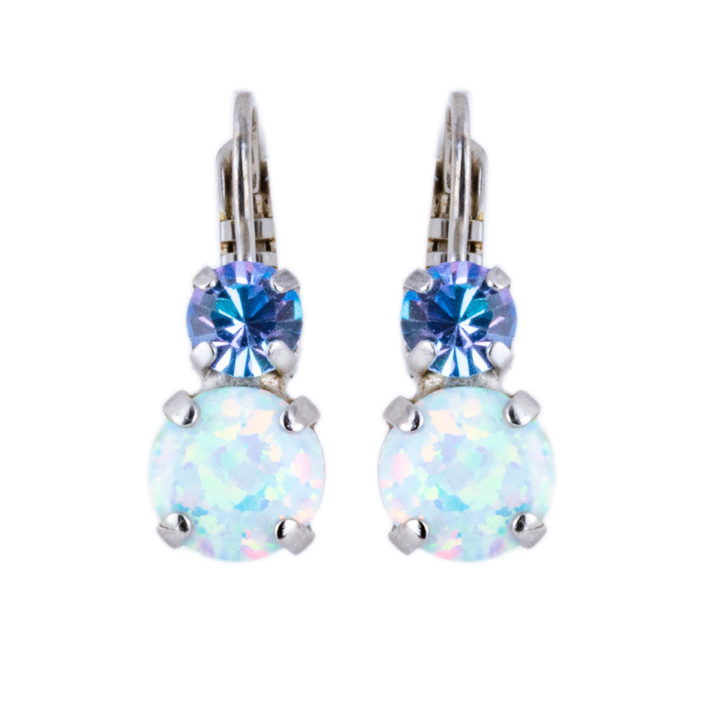 Double Stone Leverback Earrings in "Ice Queen" *Custom*