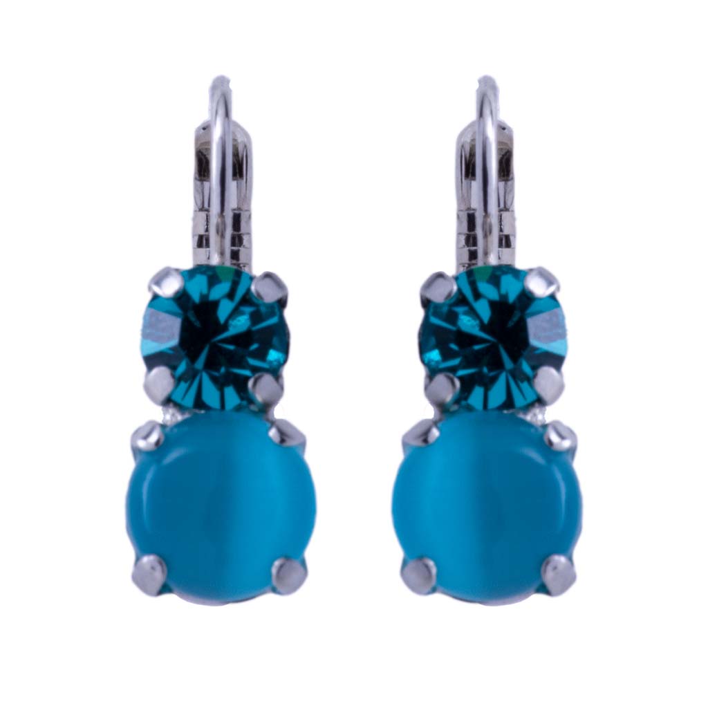 Medium Classic Two Stone Leverback Earrings in "Addicted to Love" - Rhodium