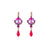 Rivoli Cluster Leverback Earrings with Briolette Dangle in "Hibiscus" *Preorder