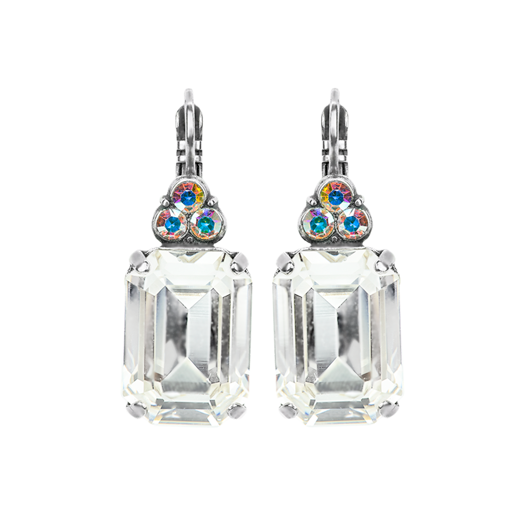 Large Emerald Cut Bridal Leverback Earrings "On A Clear Day" *Preorder*