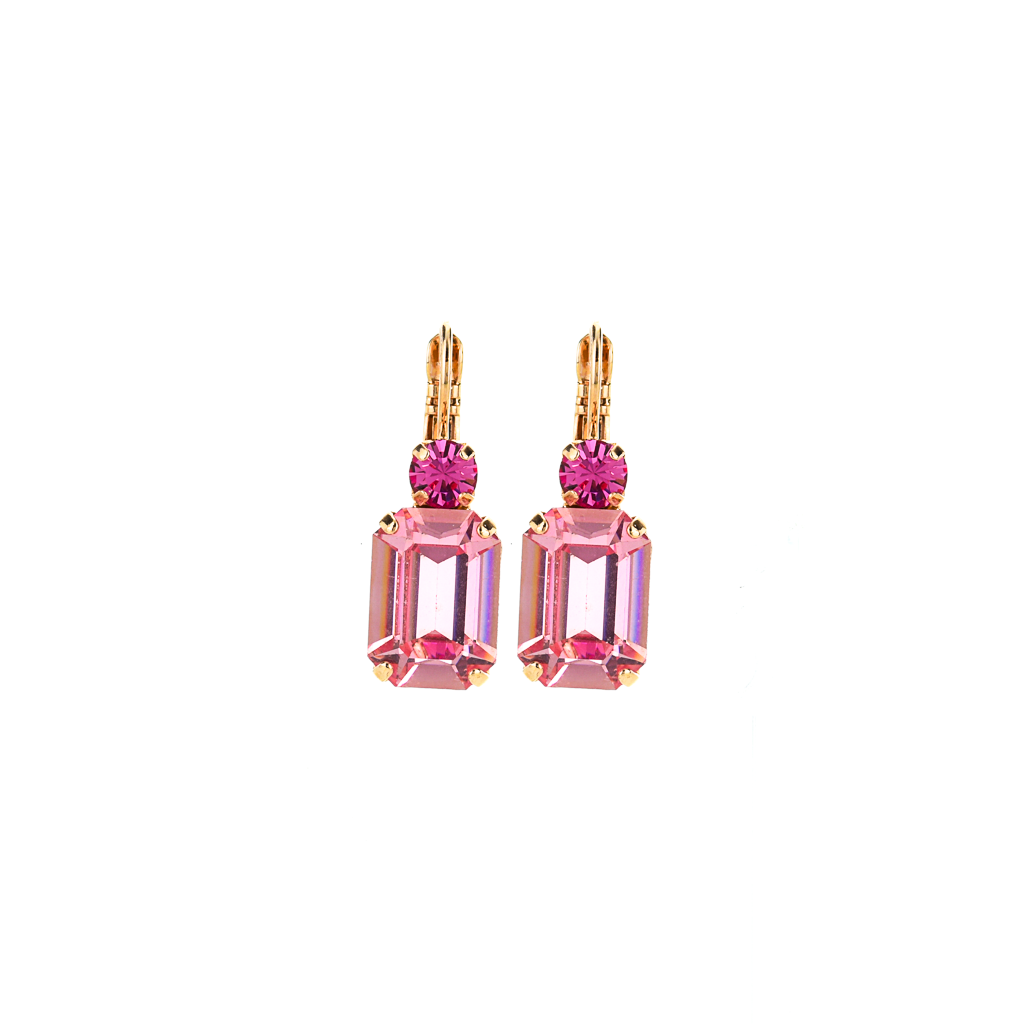 Round and Emerald Cut Leverback Earrings in "Love" *Preorder*