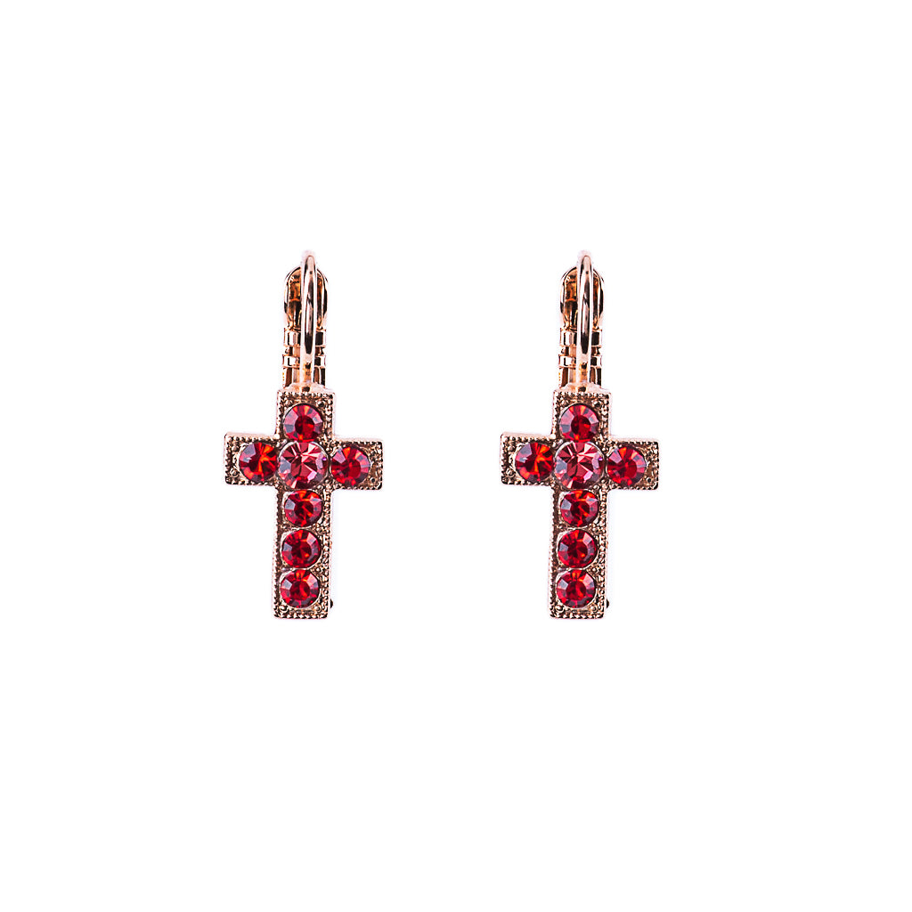 Petite Cross Leverback Earrings in "Hibiscus" *Preorder*