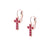 Petite Cross Leverback Earrings in "Hibiscus" *Preorder*