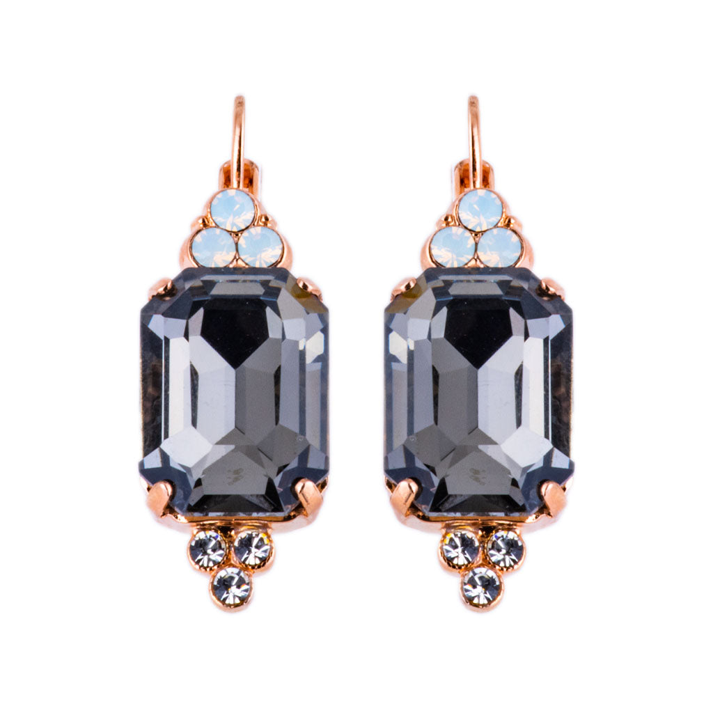 Extra Luxurious Emerald Cut with Trio Stone Cluster Leverback Earrings in "Ice Queen" *Custom*