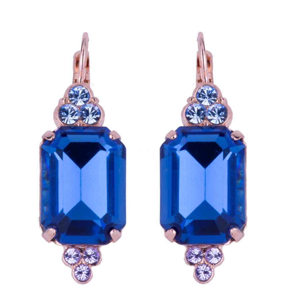 Extra-Luxurious Emerald and Trio Leverback Earrings in "Electric Blue" *Custom*