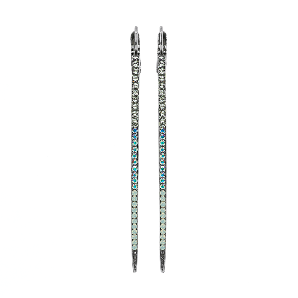 Vertical Bar Bridal Leverback Earrings  - Antique Silver