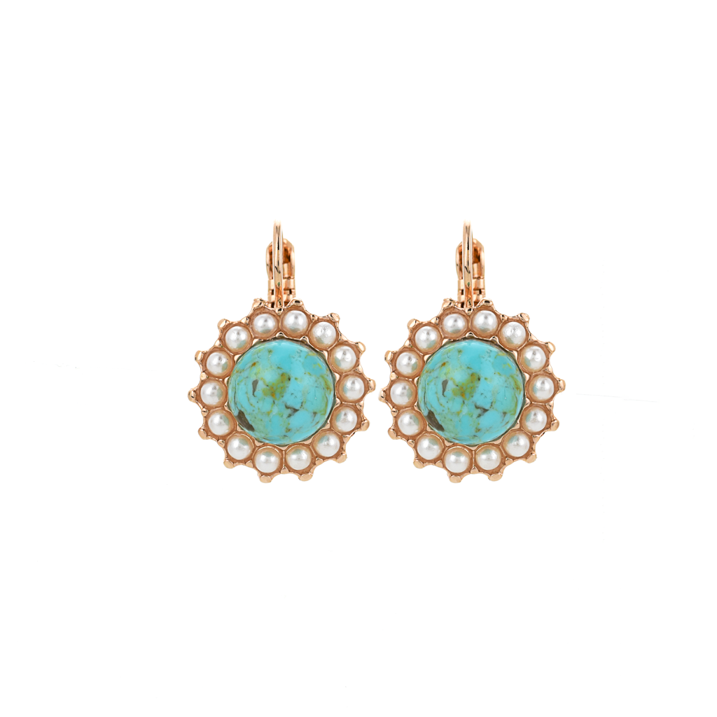 Extra Luxurious Rosette Leverback Earrings in "Happiness-Turquoise" *Preorder*