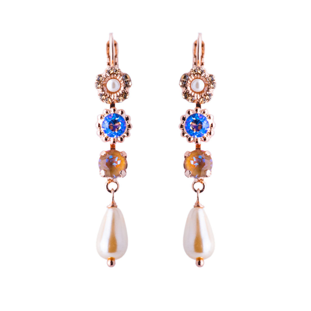Triple Stone and Briolette Leverback Earrings in "Butter Pecan" *Preorder*