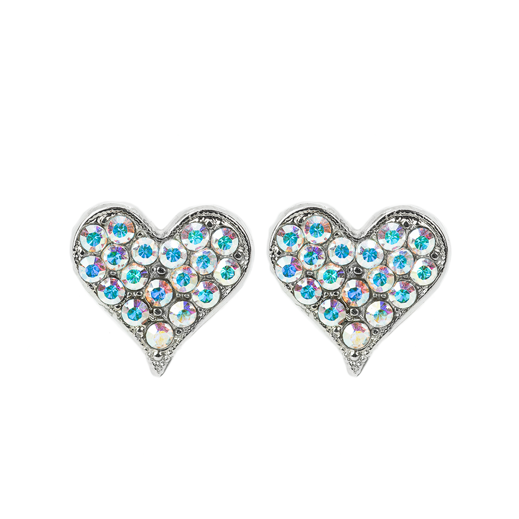 Embellished Heart Post Earrings in Aurora Borealis *Preorder*