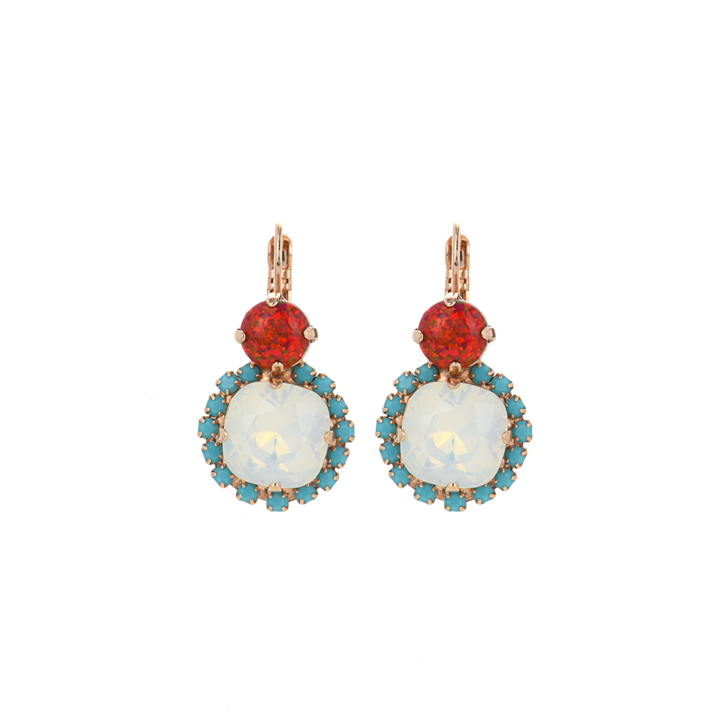 Double Stone Halo Leverback Earrings in "Happiness" *Preorder*